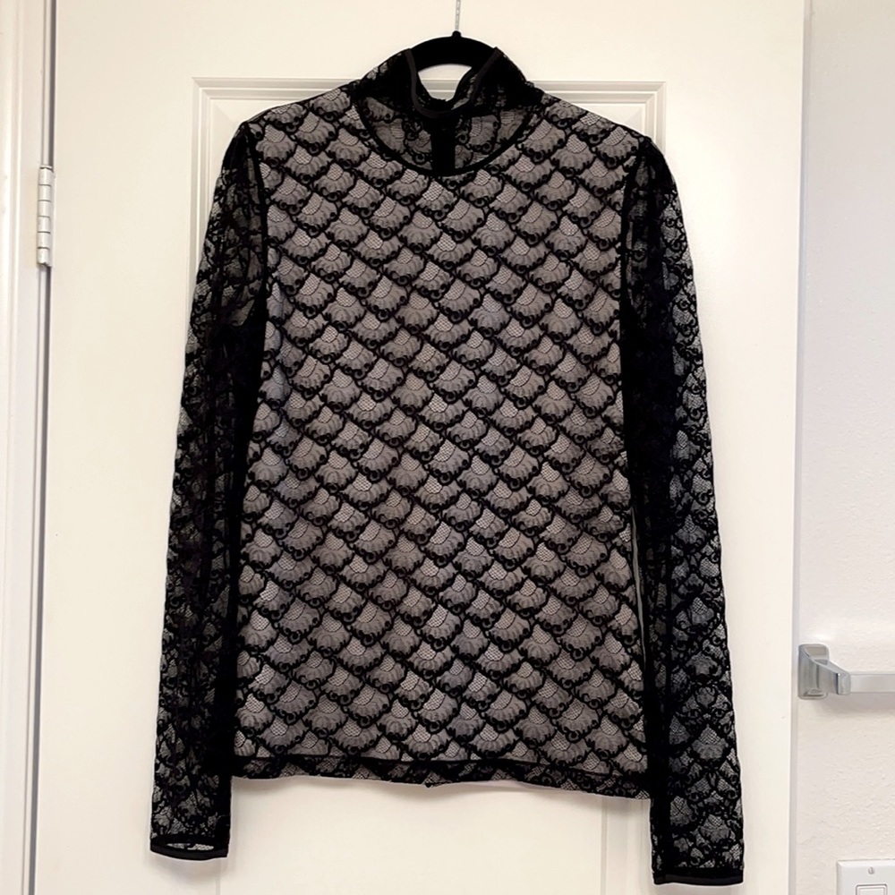 Diane von Furstenberg Black Lace Top Size 6